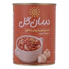 کنسرو لوبیا چیتی با قارچ با ادویه تبریزی سان گل (380گرم)