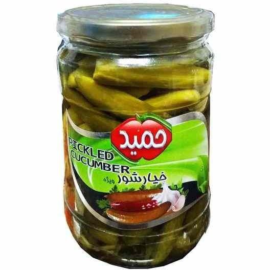 خیار شور شیشه ای ویژه حمید (1500گرمی)