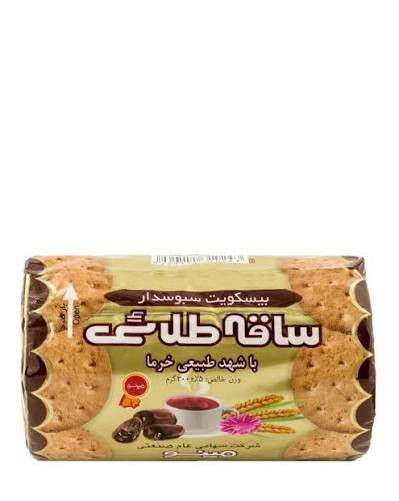 بیسکویت ساقه طلائی سبودار باشهدخرما مینو (200گرم)