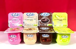 دسر شیری بیسکویتی-موزی-توت فرنگی-طالبی-وانیلی دنت (100گرم)
