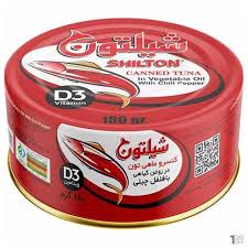 کنسرو تون ماهی شیلتون در روغن گیاهی همراه با فلفل چیلی (180گرم)